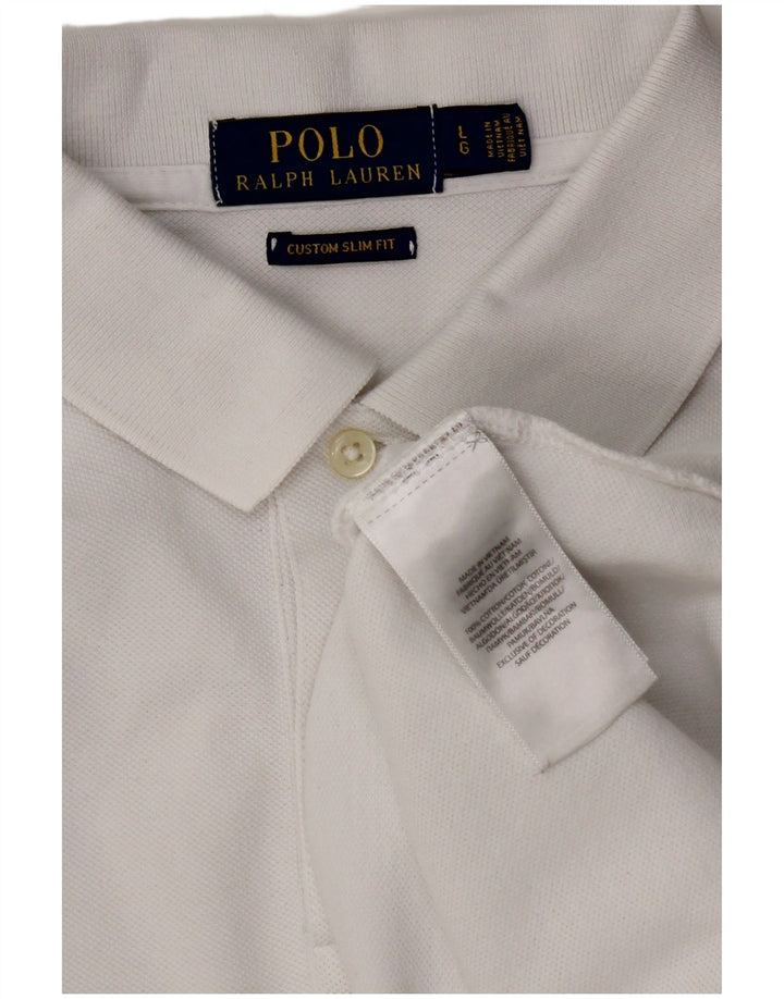 POLO RALPH LAUREN Herre Custom Slim Fit Polo Shirt Stor hvid bomuld
