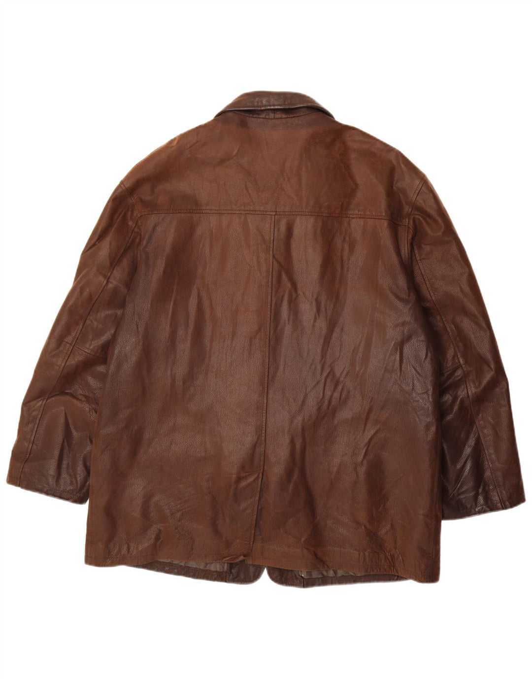 VINTAGE Herre Læderjakke IT 52 XL Brunt Læder