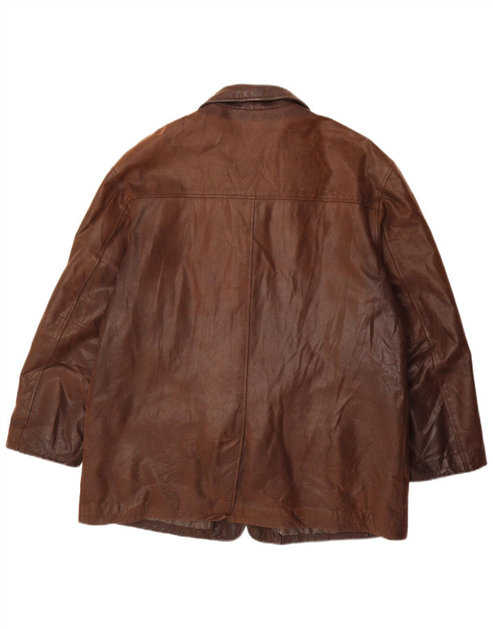 VINTAGE Herre Læderjakke IT 52 XL Brunt Læder