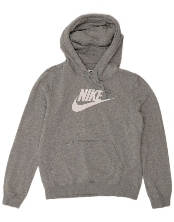 Nike Grafisk Oversized Hoodie Jumper til kvinder UK 6 XS Grå Bomuld