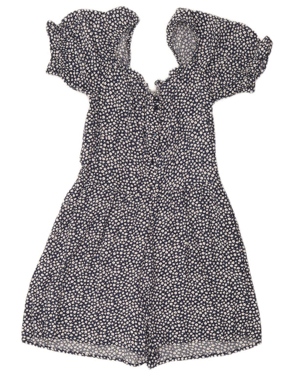 SUPERDRY Dame Playsuit UK 8 Small Navy Blue Floral Viscose