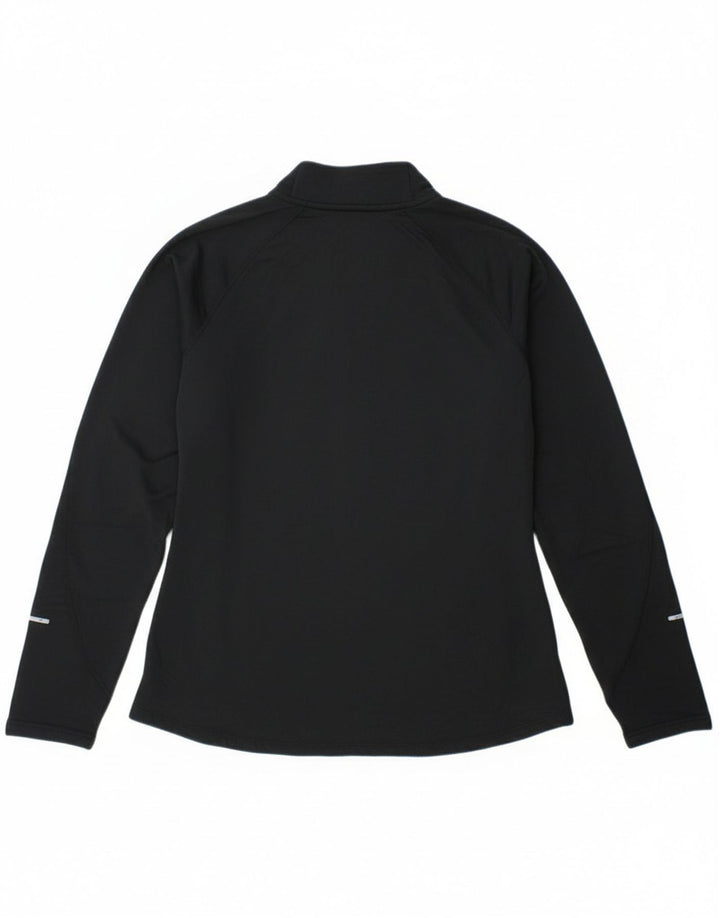 Nike Dame Dri Fit Zip Neck Top Langærmet UK 14 Large Black Polyester