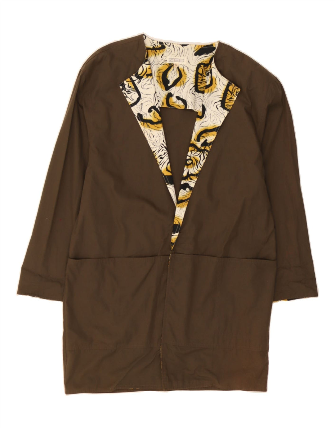 VINTAGE Womens Overcoat IT 42 Medium Brown Cotton Vintage Vintage and Second-Hand Vintage from Messina Hembry 
