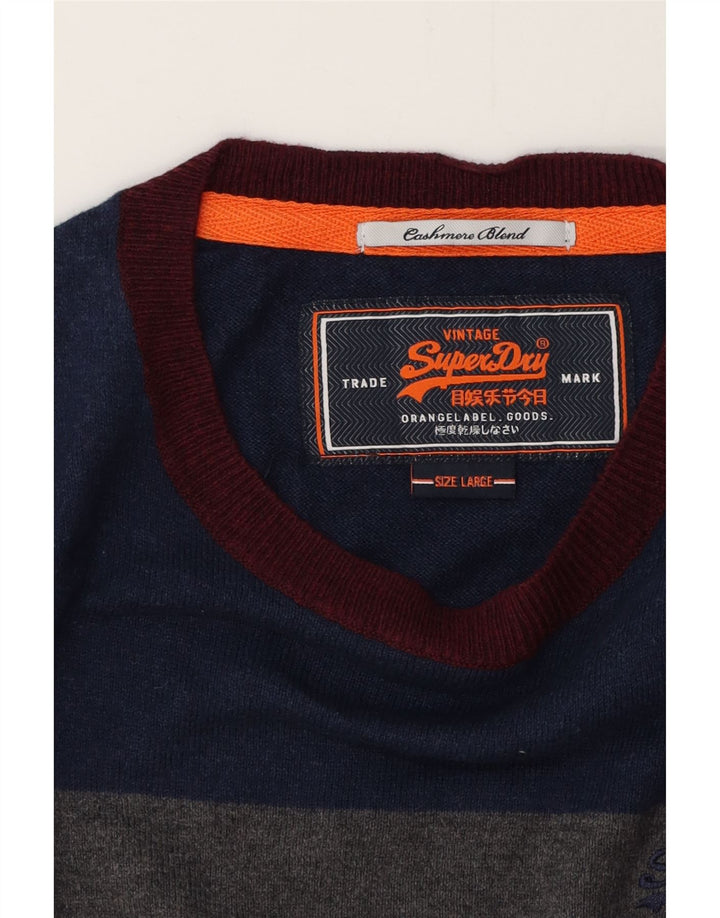 SUPERDRY Herre Crew Neck Jumper Sweater Stor flerfarvet stribet
