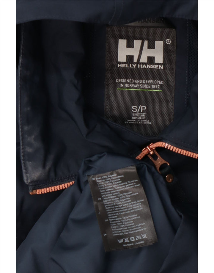 Helly Hansen Dame Double Breasted Hooded Raincoat UK 10 Small Navy Blue