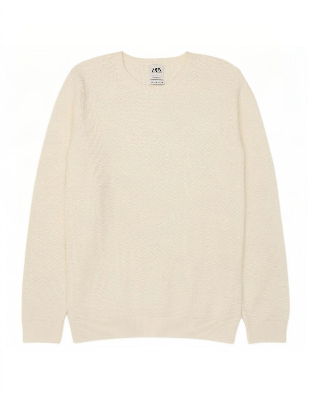 Zara Herre sweater med rund hals, mellem hvid bomuld