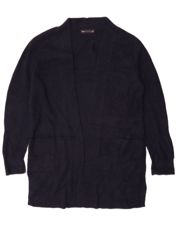 Marks & Spencer Dame Longline Åben Cardigan Sweater UK 16 Large Navy Blue