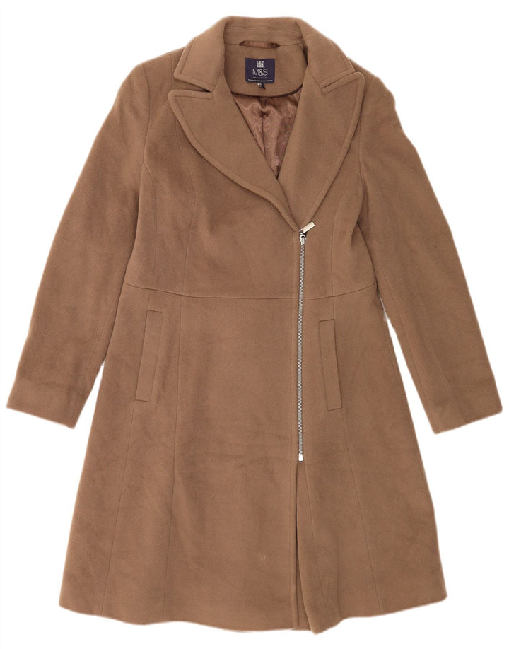 Marks & Spencer Dame Overfrakke UK 10 Small Beige Uld
