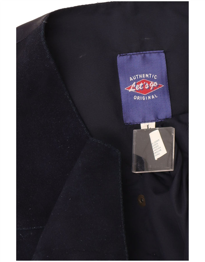 VINTAGE Herre ruskindsvest Stor marineblå læder