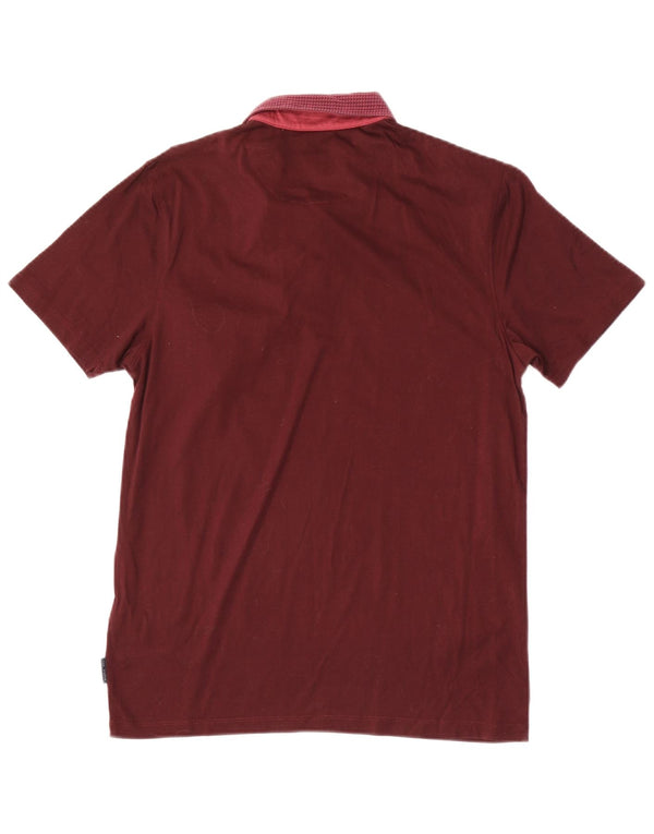 Ted Baker herre poloshirt størrelse 3 Medium rødbrun geometrisk bomuld