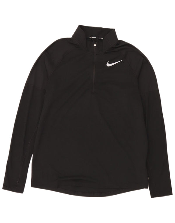 Nike Herre Dri Fit Pullover med lynlås-hals Træningsdragt Top Medium Sort Polyester