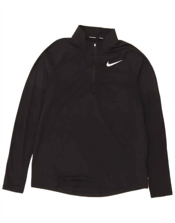 Nike Herre Dri Fit Pullover med lynlås-hals Træningsdragt Top Medium Sort Polyester