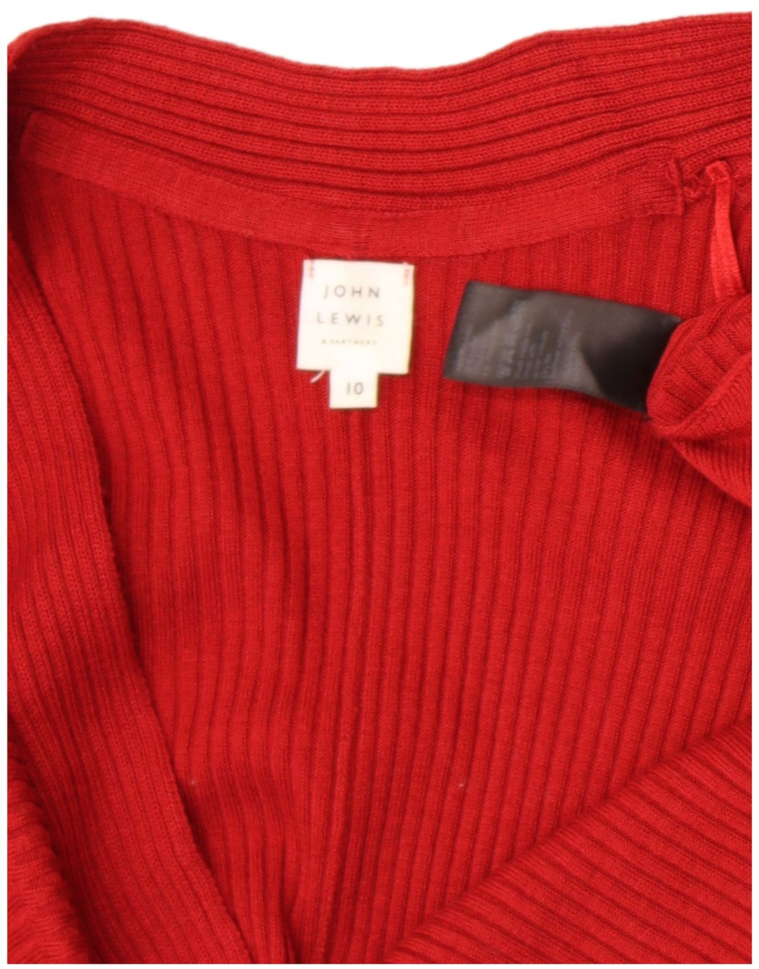 John Lewis Dame Oversized Open Cardigan Sweater UK 10 Lille Rød Polyester