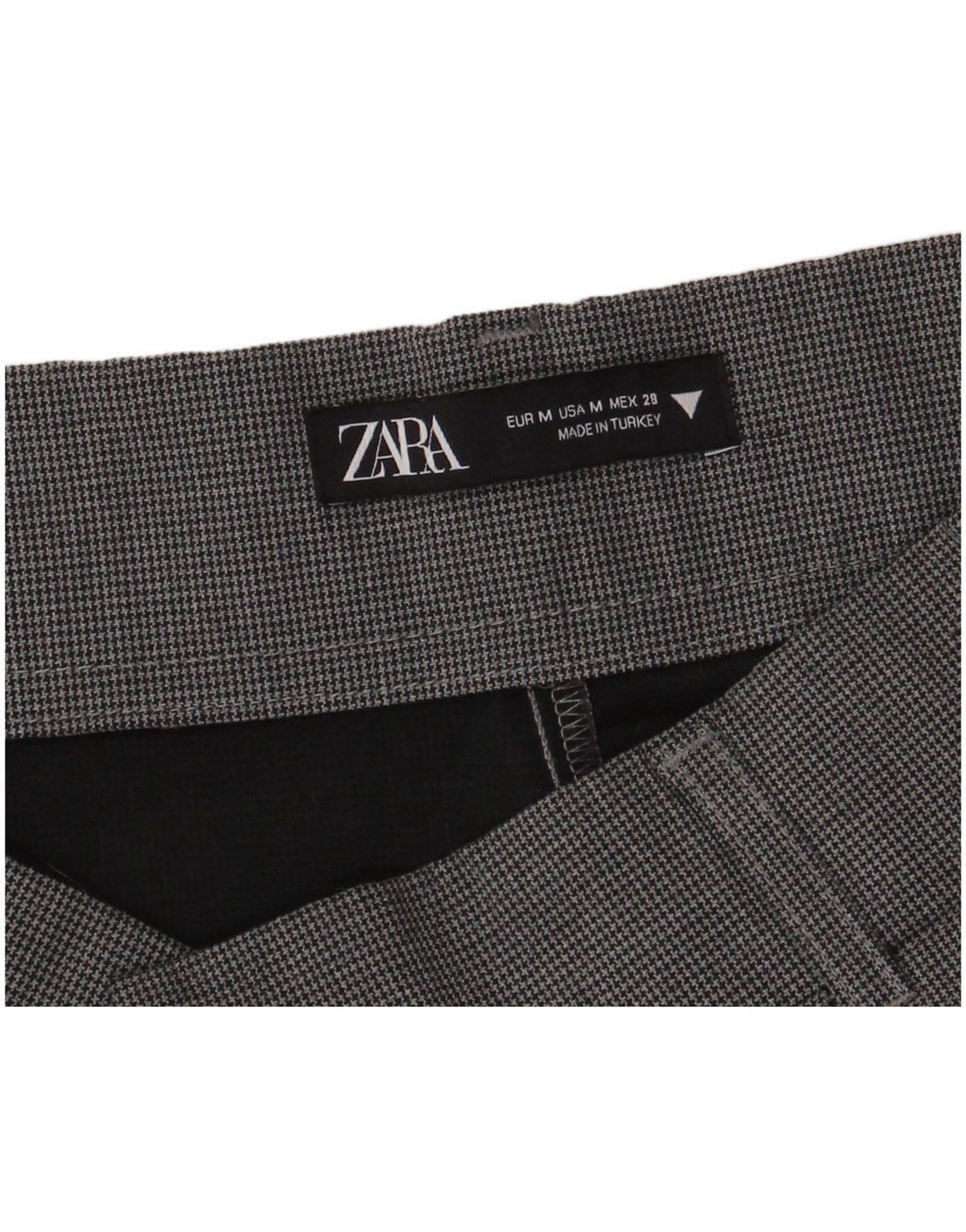 Zara Womens High Waist Hot Pants Medium W28 Grå Houndstooth