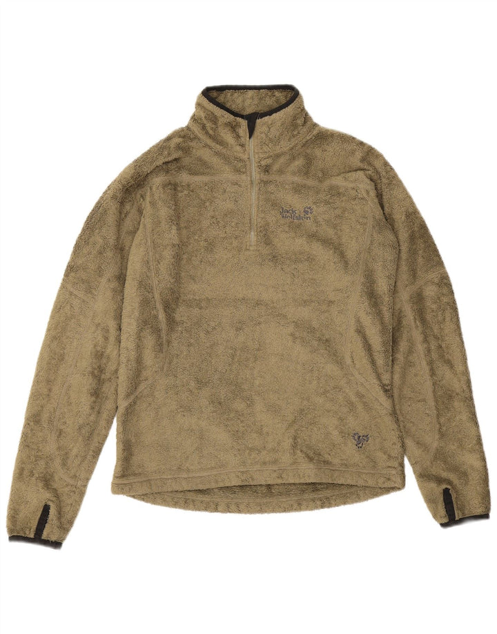 Jack Wolfskin Dame lynlås hals Fleece Jumper UK 10 Small Khaki Polyester
