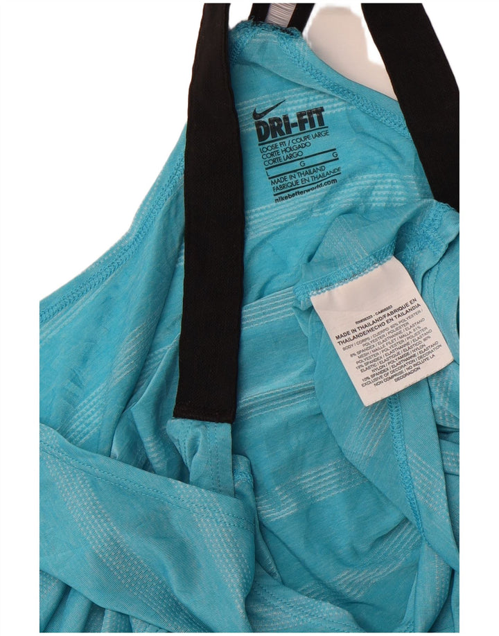 NIKE Damevest Top UK 16 Stor Blå Stribet Polyester Sports