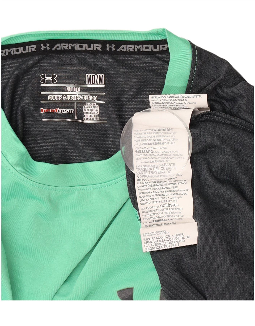 Under Armour Herre Heat Gear T-Shirt Top Medium Grøn Colourblock Polyester
