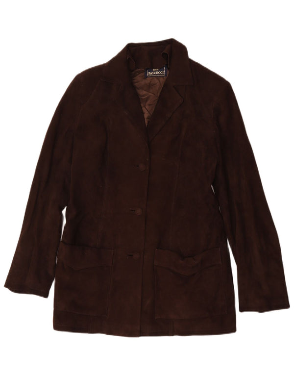 Pascucci Dame 3-knaps Ruskind Blazer Jacket IT 44 Medium Brun Læder