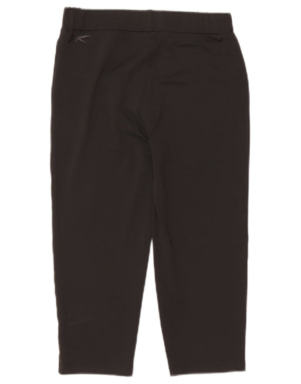 Reebok Dame Capri Leggings UK 12 Medium Sort Polyester