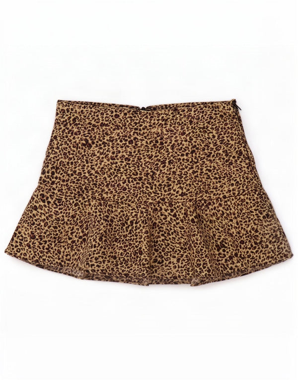 Zara Womens Skort UK 12 Medium Brown Animal Print Modal