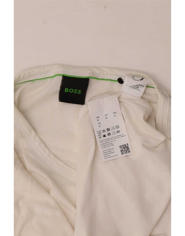 Hugo Boss Herre T-Shirt Top Medium Hvid Bomuld