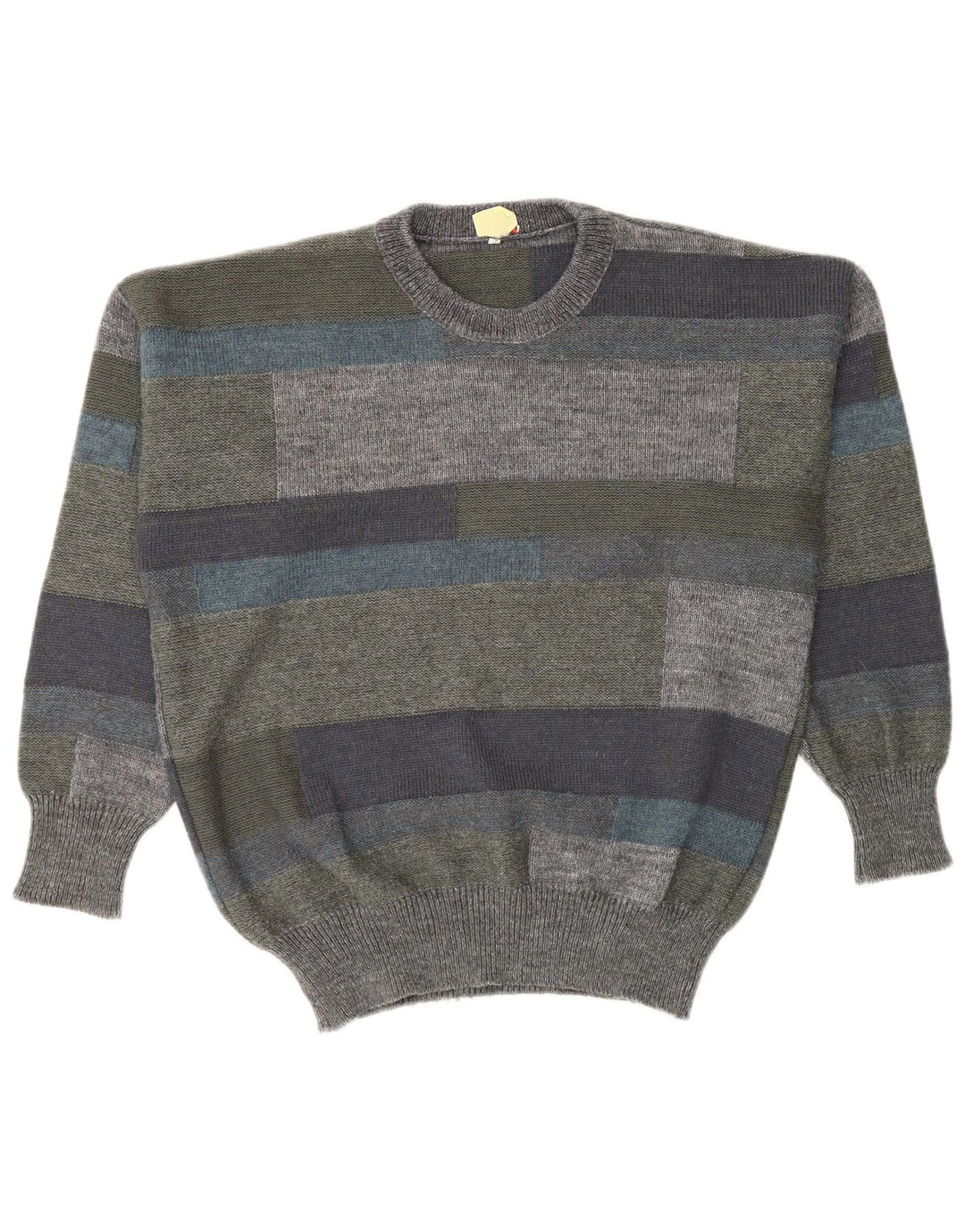 Vintage Herre rund hals sweater IT 46 Lille flerfarvet Colourblock