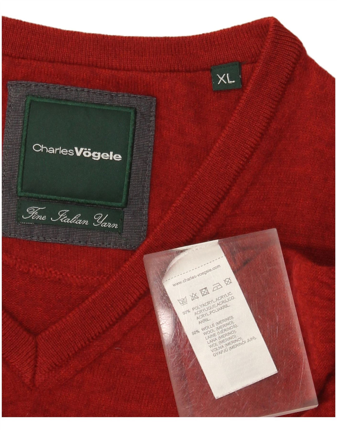 Charles Vogele Dame V-hals sweater UK 18 XL Rød polyakryl