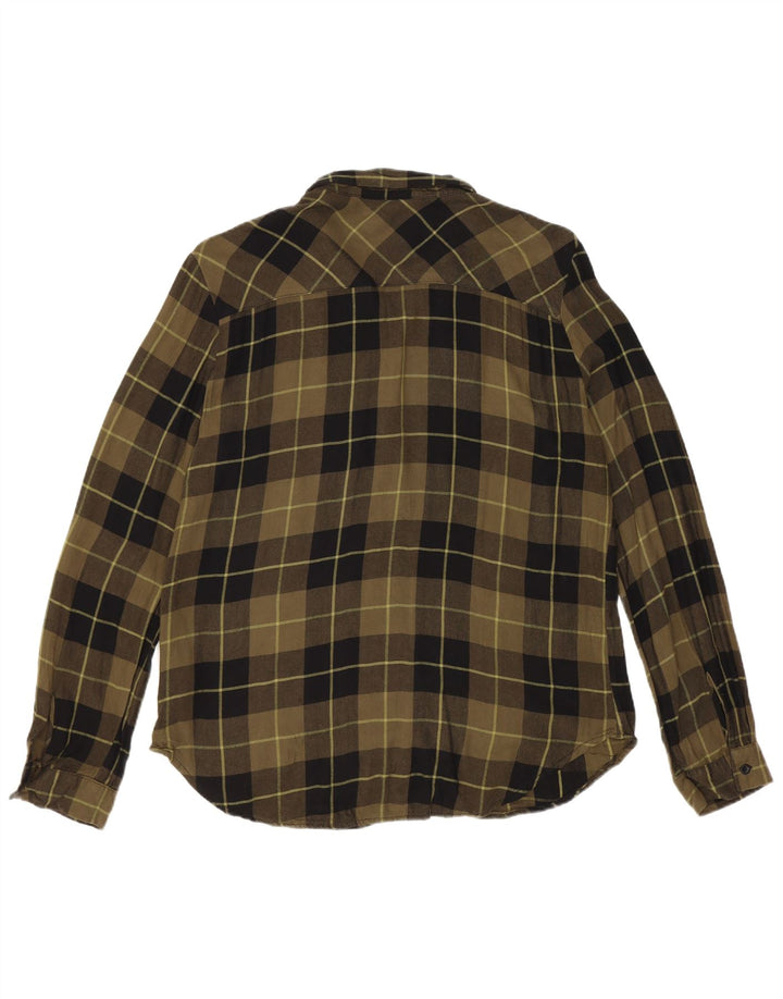 Zara Dame Flanell Shirt UK 14 Medium Green Check Viscose
