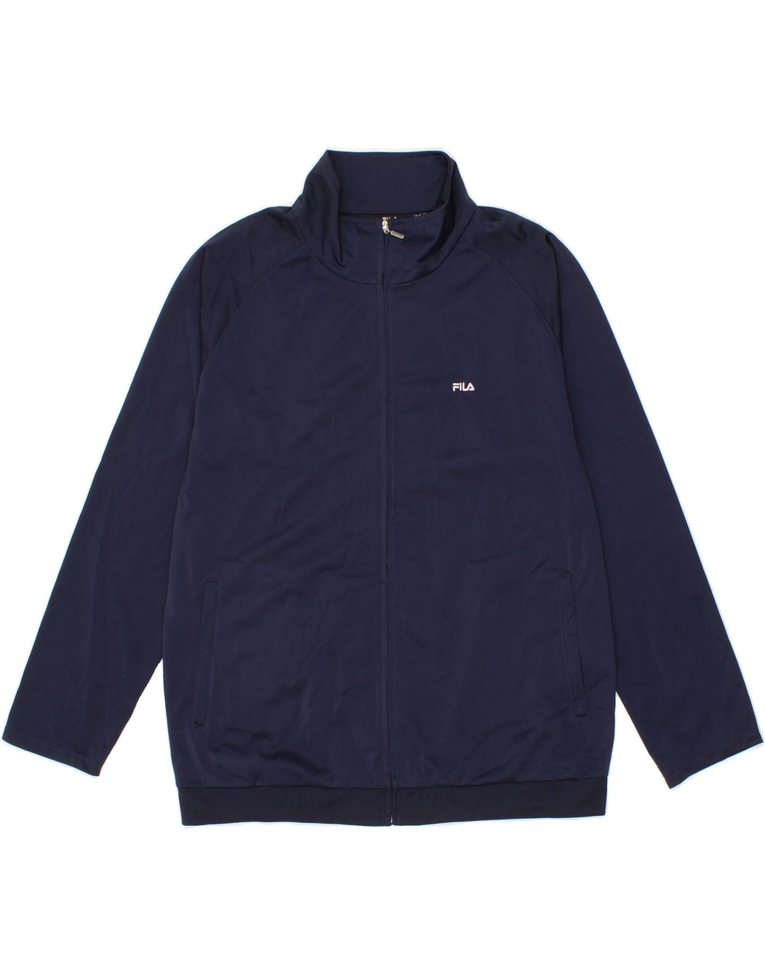 FILA Womens Tracksuit Top Jacket UK 14 Large Navy Blue Polyester Vintage Fila and Second-Hand Fila from Messina Hembry 