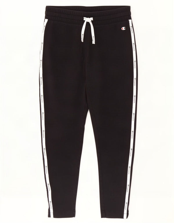 Champion Womens Graphic Tracksuit Trousers UK 12 Medium Black Colourblock