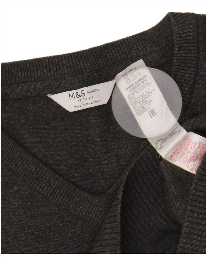 Marks & Spencer Boys V-hals sweater 12-13 år Grå bomuld
