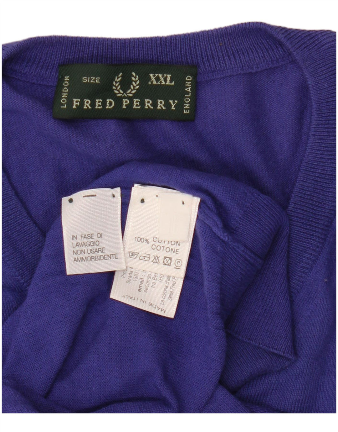 Fred Perry Herre V-hals sweater 2XL Lilla bomuld