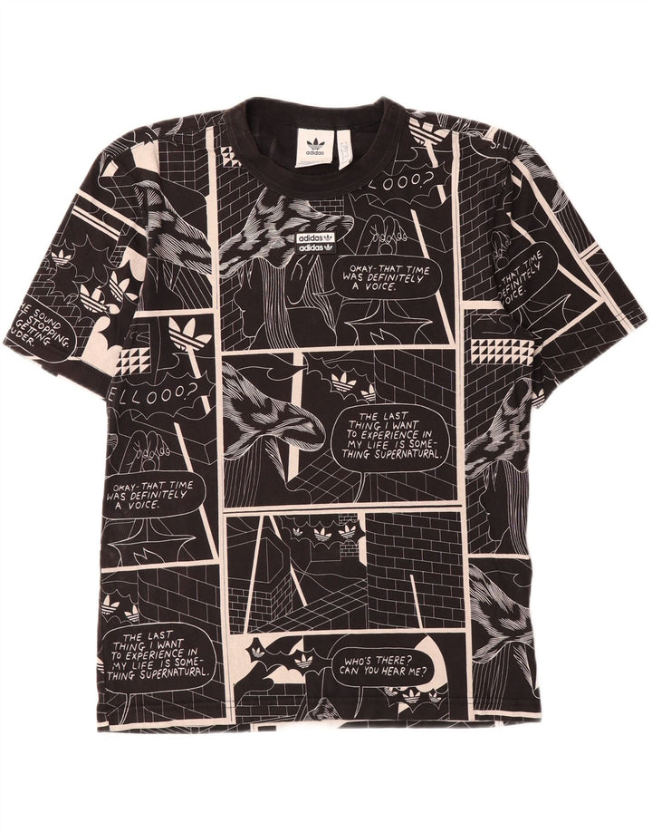 ADIDAS Mens Graphic T-Shirt Top Small Black Cotton Comics