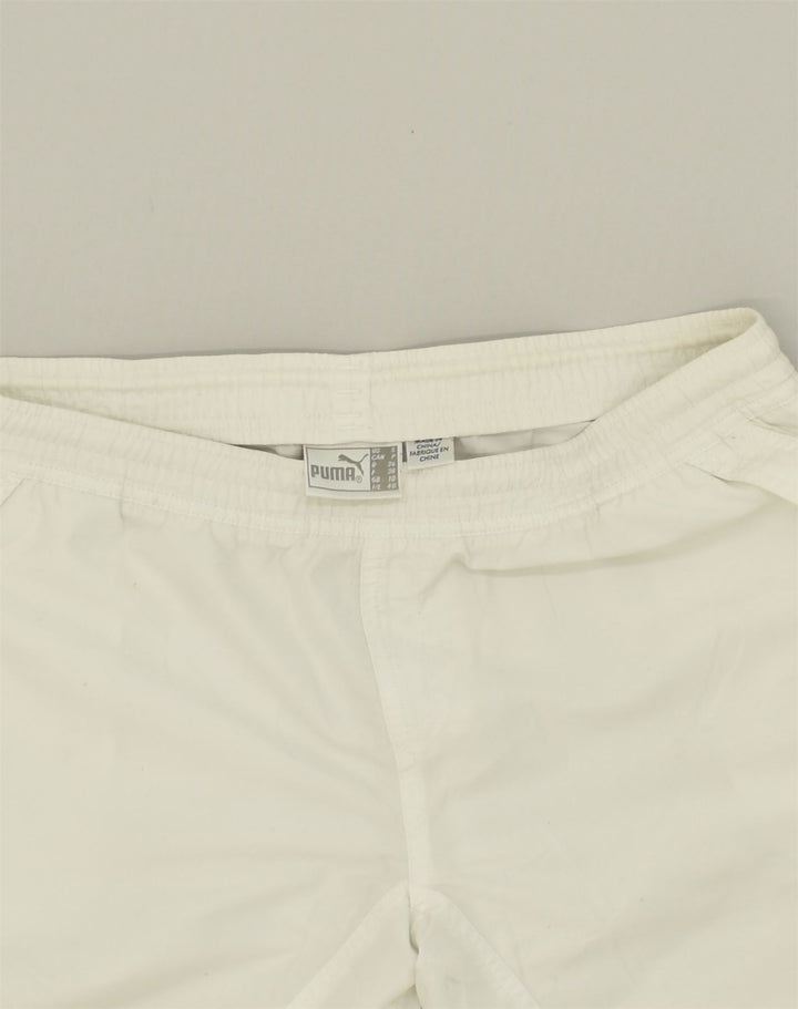 PUMA Womens Sport Shorts UK 10 Small  White Polyester | Vintage Puma | Thrift | Second-Hand Puma | Used Clothing | Messina Hembry 