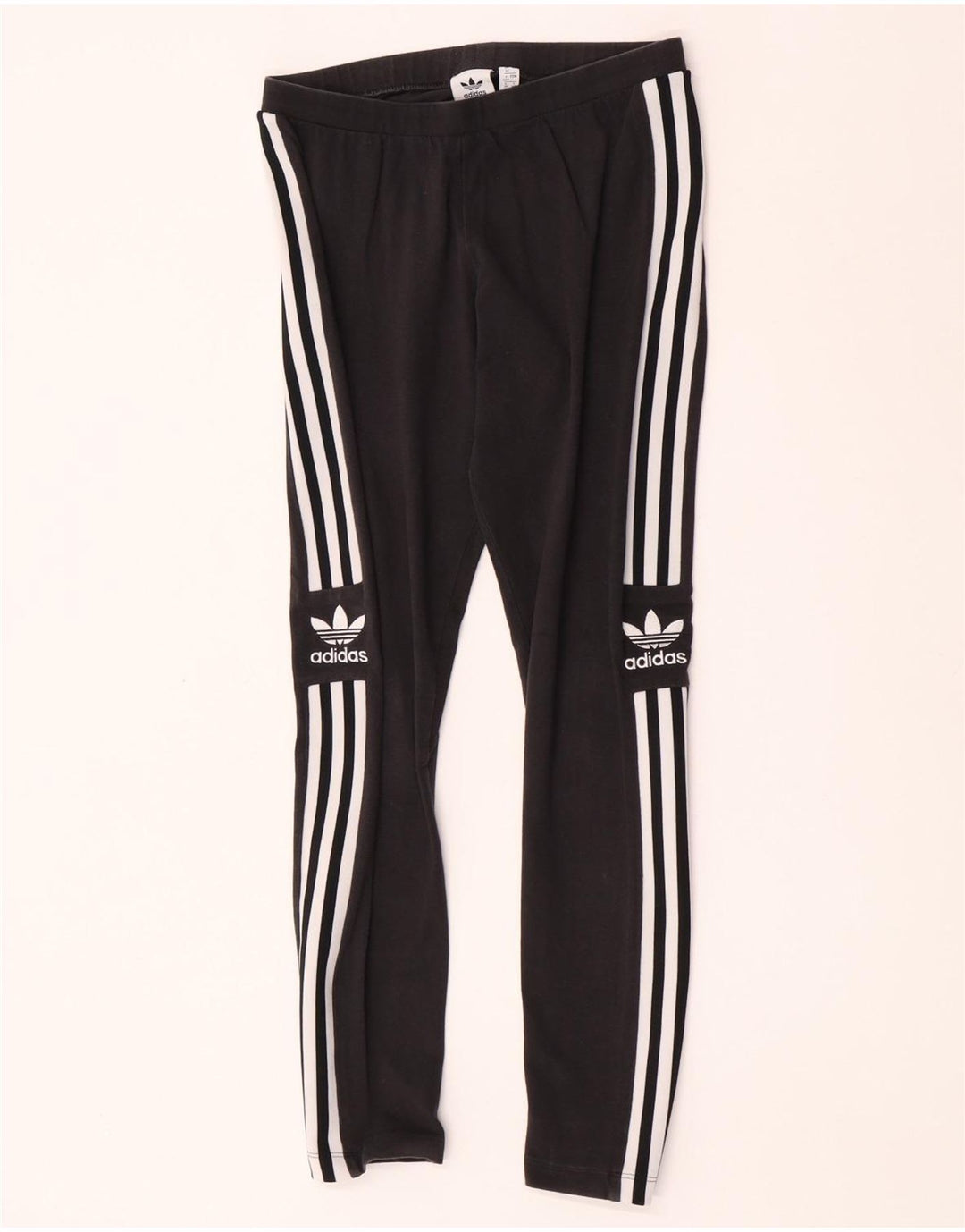 Adidas Dame Grafiske Leggings UK 12 Medium Sort Bomuld