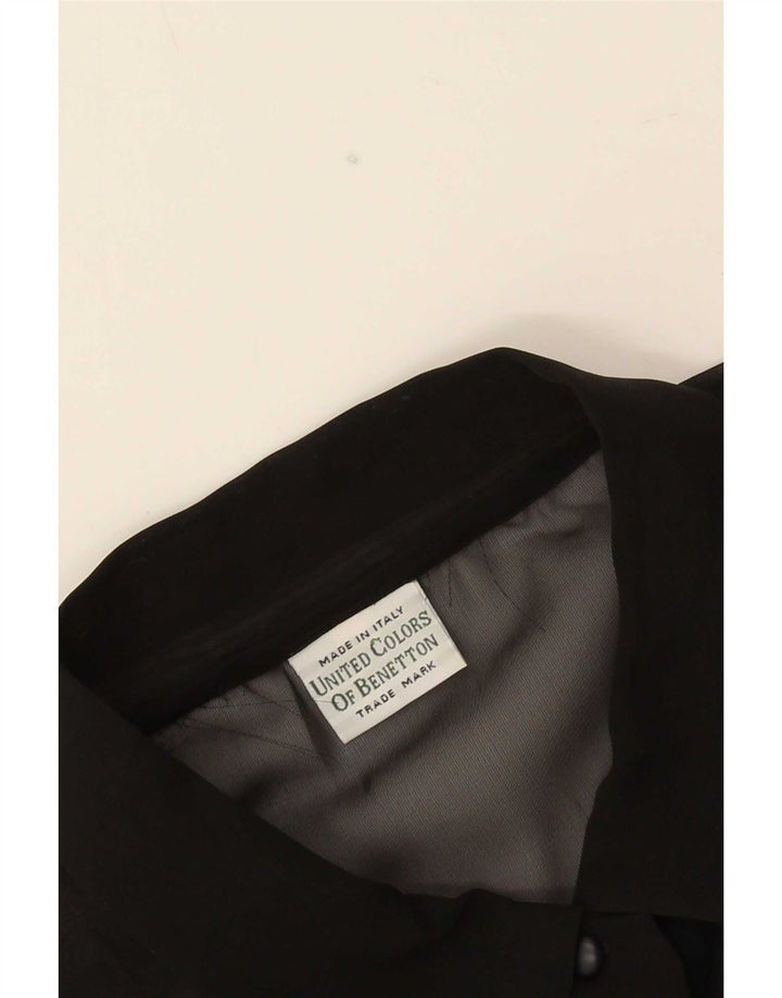 Benetton Dame Oversized Se Through Shirt Bluse UK 14 Medium Black