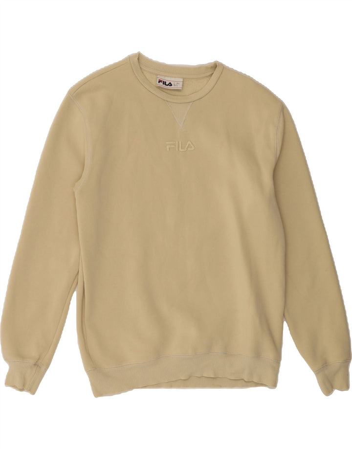 FILA Mens Graphic Sweatshirt Jumper Small Yellow Cotton Vintage Fila and Second-Hand Fila from Messina Hembry 