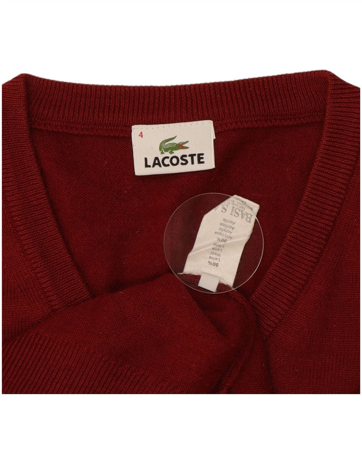 Lacoste Herre V-hals sweater Størrelse 4 Large Rød Uld