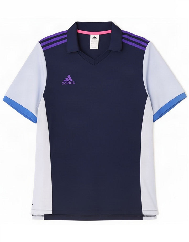 Adidas Herre Climalite Polo Shirt Medium Navy Blue Colourblock Polyester