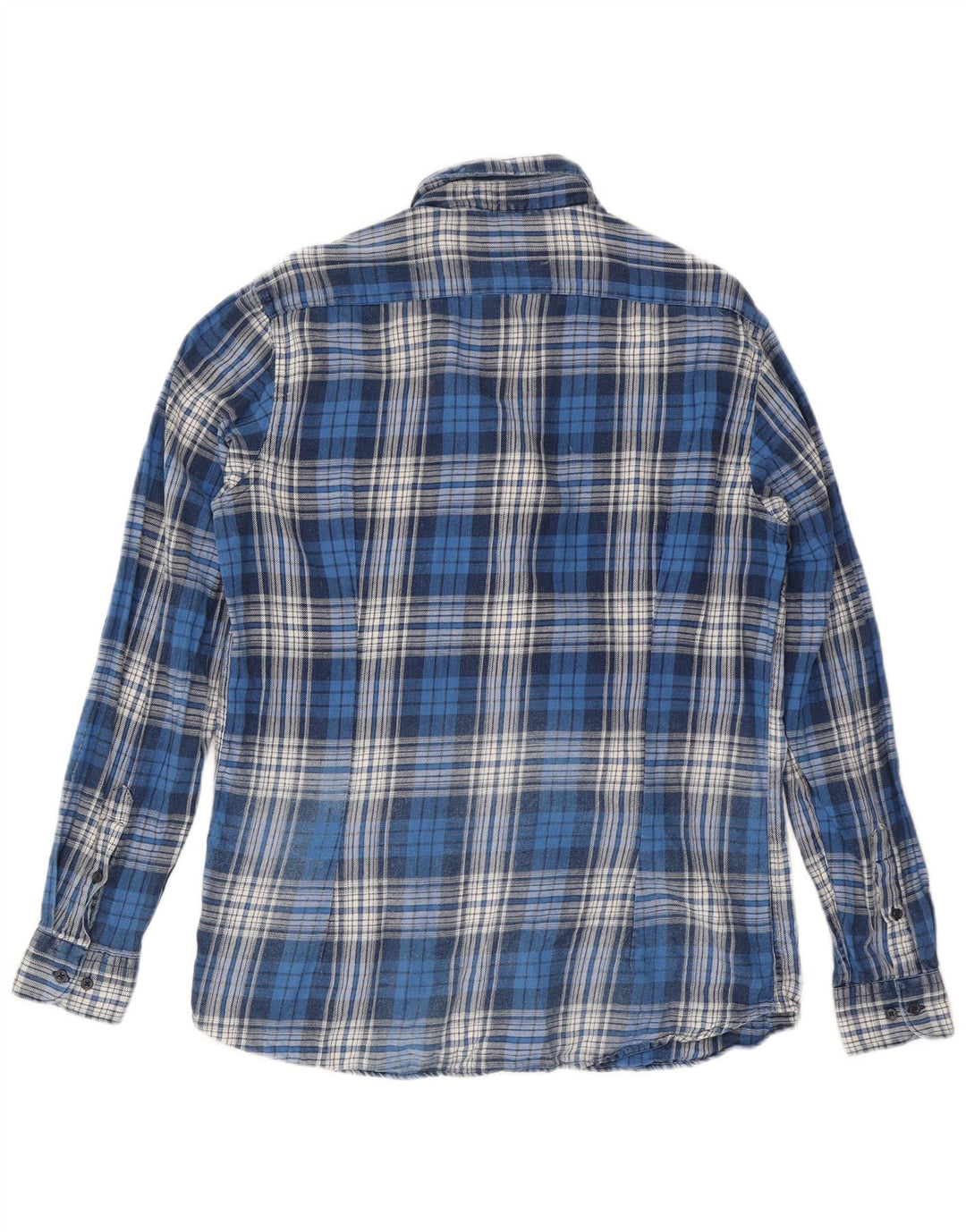 John Barritt Herre flannelskjorte str. 42 16 1/2 Stor blå ternet bomuld
