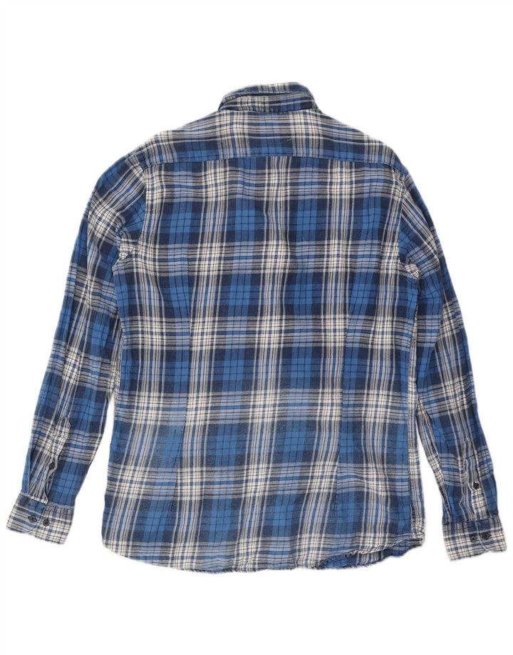 John Barritt Herre flannelskjorte str. 42 16 1/2 Stor blå ternet bomuld