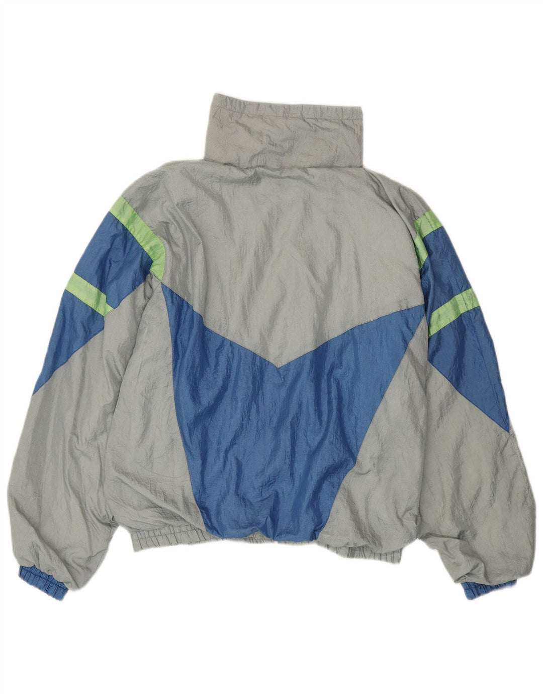 Vintage fuld træningsdragt til mænd, stor grå farveblok nylon