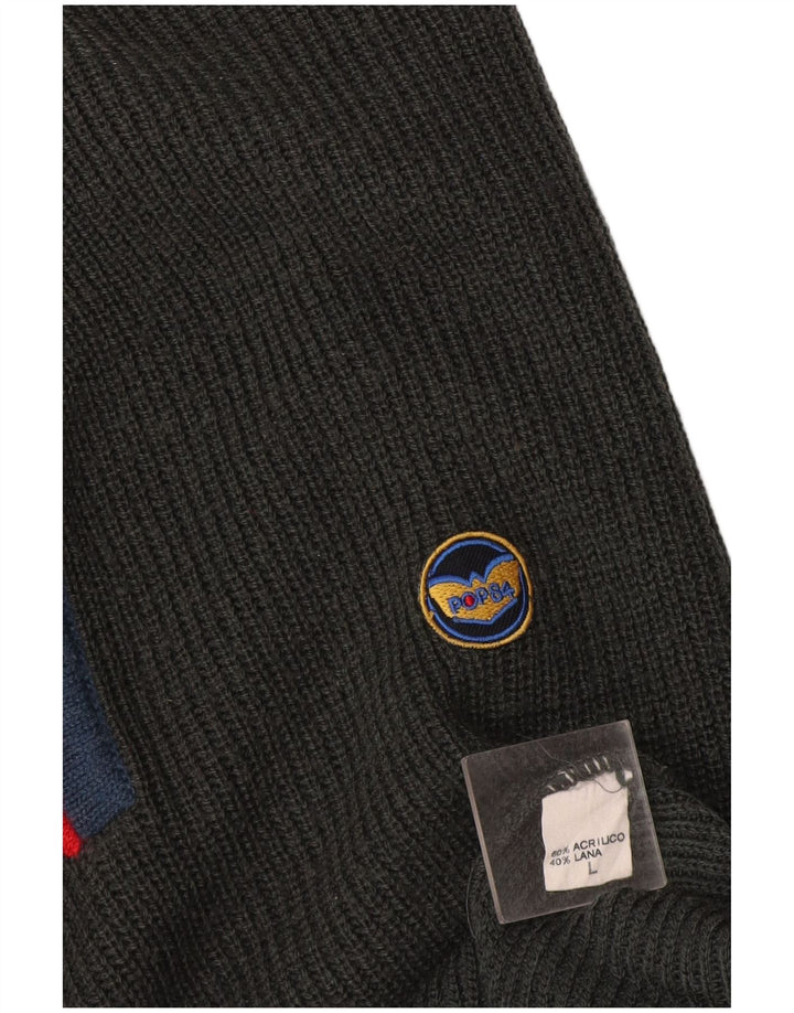 POP 84 Herre Turtle Neck Jumper Sweater Stor Grå Colourblock Akryl