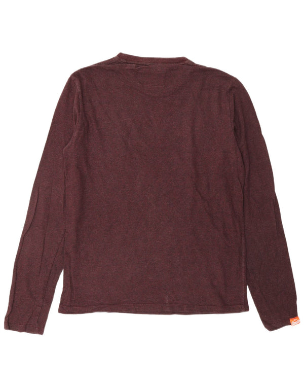 SUPERDRY Mens Top Long Sleeve Large Burgundy