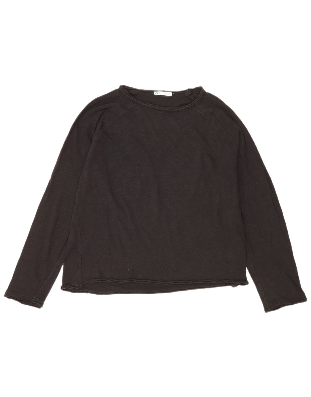 Zara Dame Oversized Top Langærmet UK 14 Medium Sort Bomuld