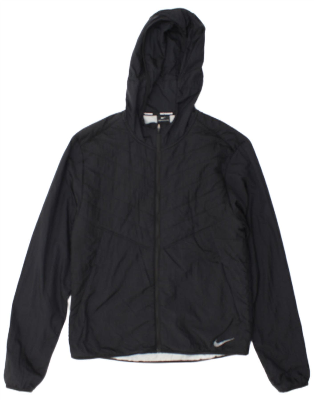 Nike Dame Løbe Hætte Polstret Jakke UK 10 Lille Sort Nylon
