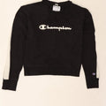 CHAMPION Womens Graphic Sweatshirt Jumper UK 10 Small Black Cotton Vintage Champion and Second-Hand Champion from Messina Hembry 