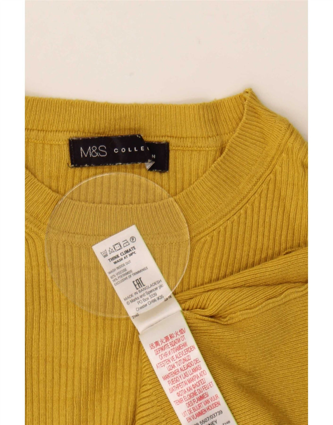 Marks & Spencer Dame sweater med rund hals DK 12 Medium gul viskose