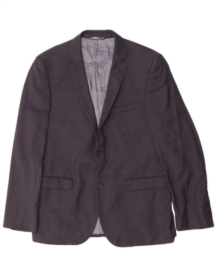 DKNY Mens Slim Fit 2 Button Blazer Jacket IT 52 XL Navy Blue Wool