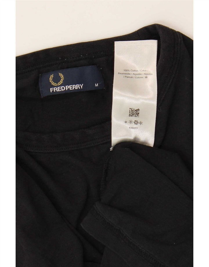 Fred Perry Herre T-shirt Top Medium Sort Colourblock Bomuld